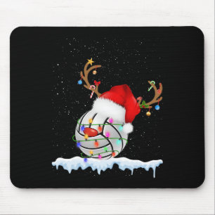 Weihnachts Volleyball Ball Weihnachtsmannmütze Wei Mousepad