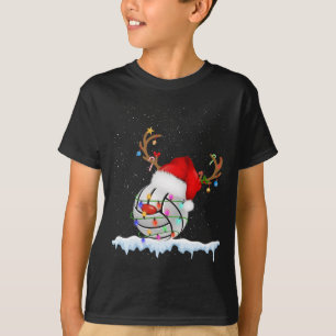Weihnachts Volleyball Ball Weihnachtsmannmütze Wei T-Shirt