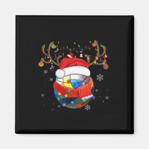 Weihnachts Volleyball Ball Weihnachtsmannmütze Xma Magnet