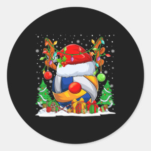 Weihnachts-Volleyball-Rentier & Verstärker; Weihna Runder Aufkleber