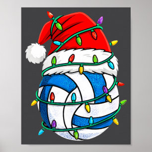 Weihnachts-Volleyball-Santa-Hut-Lichter Srts Xmas Poster