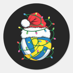Weihnachts-Volleyball-Weihnachtsmannmütze Boys Gir Runder Aufkleber