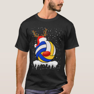 Weihnachts-Volleyball-Weihnachtsmannmütze Reindeer T-Shirt