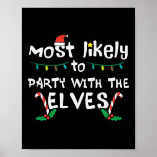 Weihnachts-wahrscheinliches Party mit Elve Xmas Fa Poster