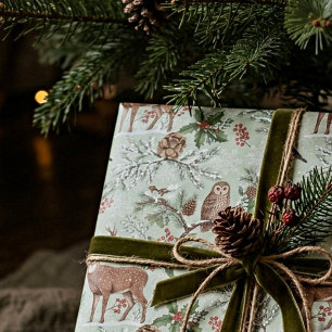 Weihnachts-Wald-Botanik Geschenkpapier