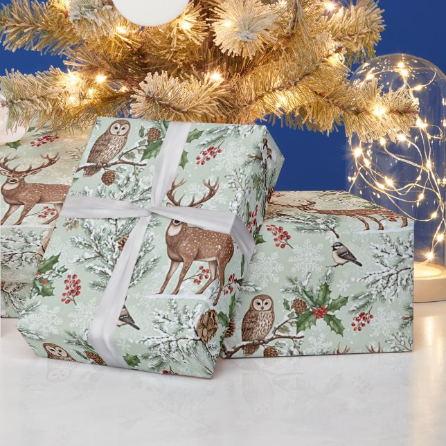 Weihnachts-Wald-Botanik Geschenkpapier (Feiertage)