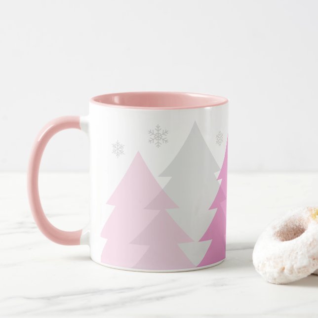 Weihnachts-Waldlandschaft-Kaffeetasse Tasse (Mit Donut)