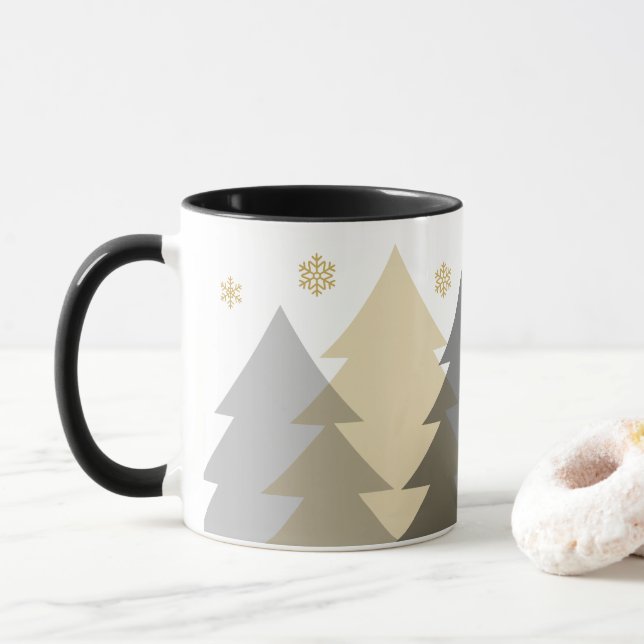 Weihnachts-Waldlandschaft-Kaffeetasse Tasse (Mit Donut)