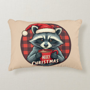 Weihnachts-Waschbär-Kakao-Freude Dekokissen