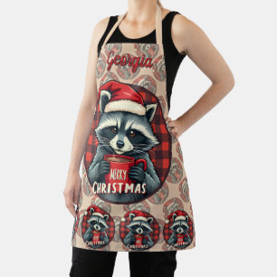Weihnachts-Waschbär-Kakao-Freude Schürze