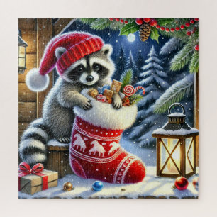 Weihnachts-Waschbär-Puzzle