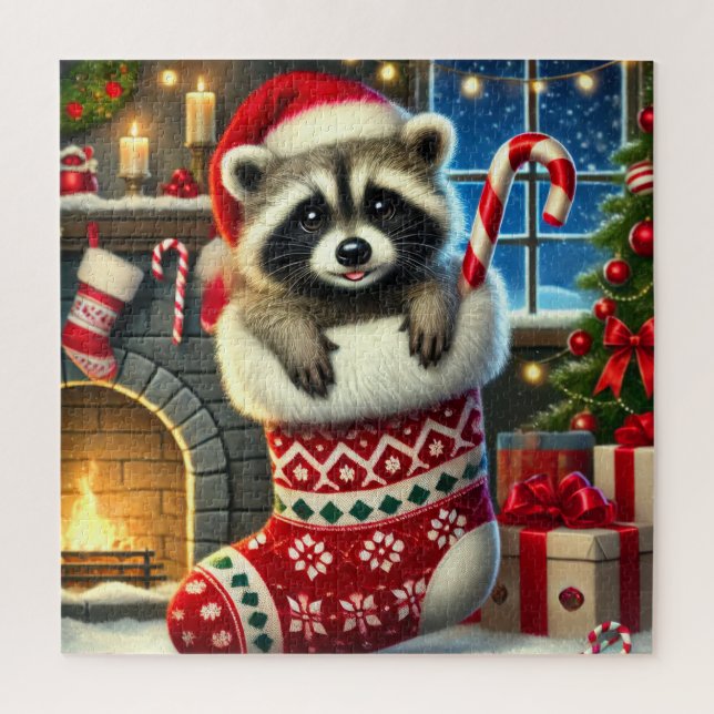 Weihnachts-Waschbär-Puzzle (Vertikal)