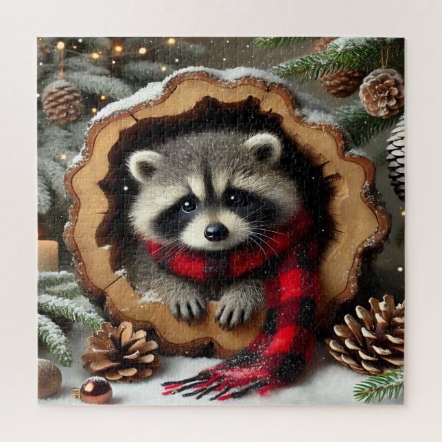 Weihnachts-Waschbär-Puzzle (Vertikal)