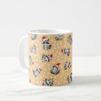 Weihnachts-Waschbären und Schneeflocken auf Hellor Kaffeetasse