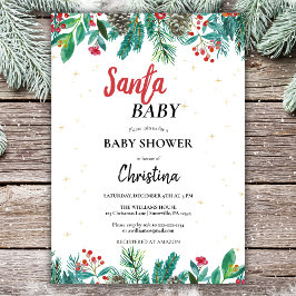 Weihnachts Wasserfarbe Babydusche Einladung