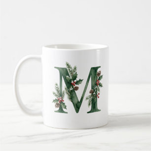 Weihnachts-Wasserfarbe-Botanisches Monogramm Buchs Kaffeetasse