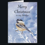 Weihnachts Wasserfarbe Chickadee Bird Winter Broth<br><div class="desc">Wir wünschen Ihnen viel Glück und Segen Brother diese Weihnachtssaison mit einem niedlichen Wasserfarben Chickadee Bird im Winter Schnee. Für diejenigen,  die Natur und Wildnis Liebe</div>
