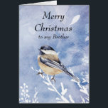 Weihnachts Wasserfarbe Chickadee Bird Winter Broth<br><div class="desc">Wir wünschen Ihnen viel Glück und Segen Brother diese Weihnachtssaison mit einem niedlichen Wasserfarben Chickadee Bird im Winter Schnee. Für diejenigen,  die Natur und Wildnis Liebe</div>