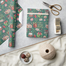 Weihnachts-Wasserfarbe-Dekor-Muster Feiertag Geschenkpapier