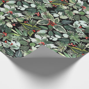 Weihnachts-Wasserfarbe Holly Berries Branchentag Geschenkpapier