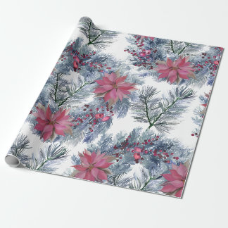 Weihnachts-Wasserfarbe-Poinsettia-Kranz-Arrangemen Geschenkpapier