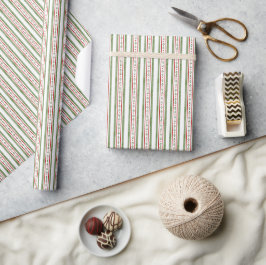 Weihnachts-Wasserfarbe Rot-Grün-Streifen Geschenkpapier
