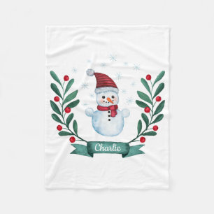 Weihnachts Wasserfarbe Snowman Custom Fleecedecke