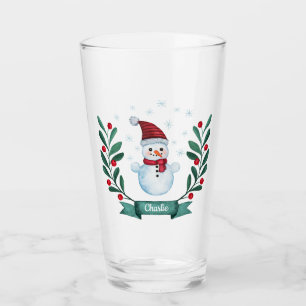Weihnachts Wasserfarbe Snowman Custom Glas