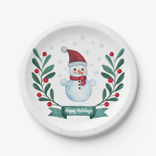 Weihnachts Wasserfarbe Snowman Custom Pappteller