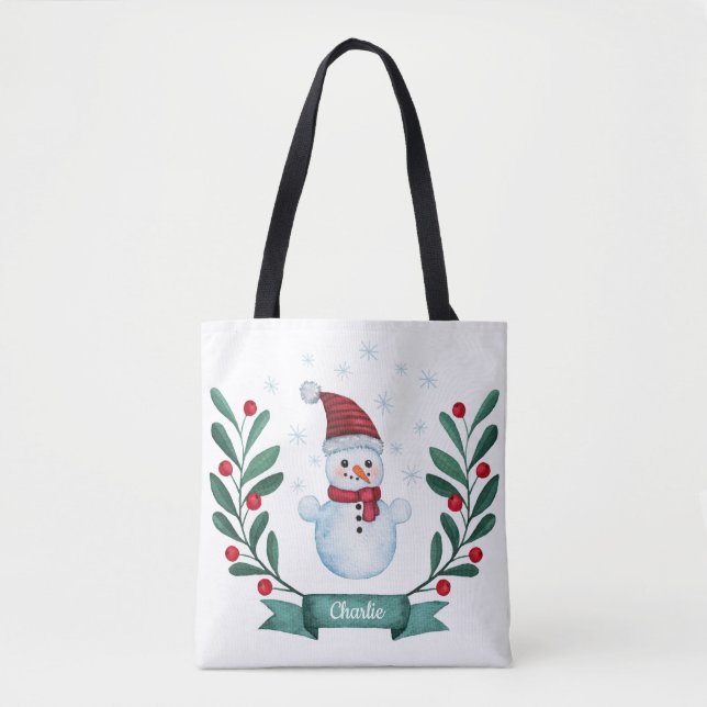 Weihnachts Wasserfarbe Snowman Custom Tasche (Vorderseite)