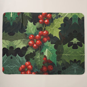 Weihnachts-Wasserfarbe Stechpalmen-Beeren-Blätter Sherpadecke