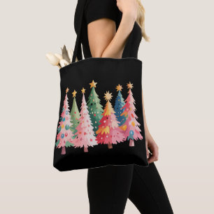 Weihnachts-Wasserfarben-Bäume Süße Xmas Rosa Tasche