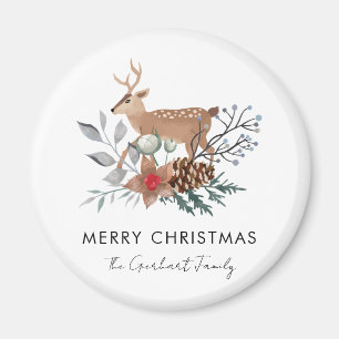 Weihnachts-Wasserfarben-Botanik-Andenken Magnet