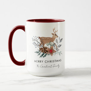 Weihnachts-Wasserfarben-Botanik-Feiertagsfamilie Tasse