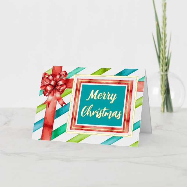 Weihnachts Wasserfarben Faltenfoil Weihnachtskarte (Vorderseite)