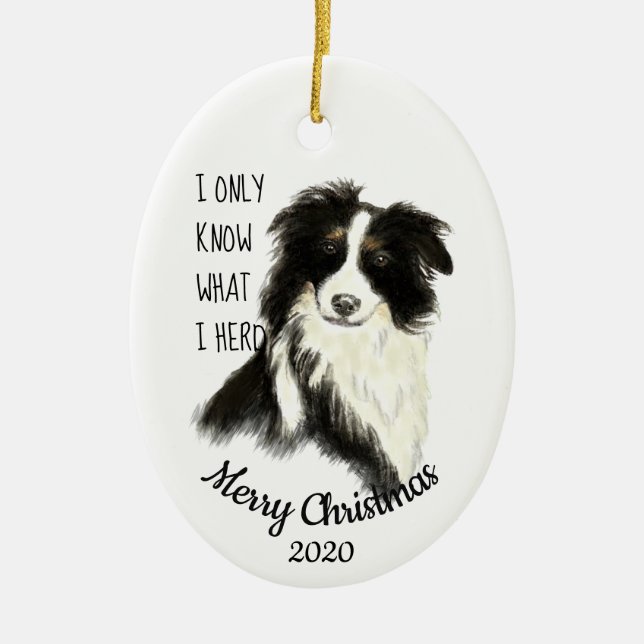 Weihnachts Wasserfarben-Grenz-Zitat Keramik Ornament (Vorne)