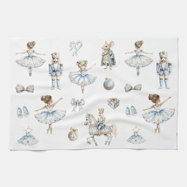 Weihnachts-Wasserfarben-Nutcracker-Muster Geschirrtuch (Horizontal)