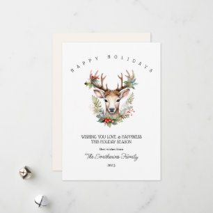 Weihnachts-Wasserfarben-Rentier flache Festtagskar Feiertagskarte