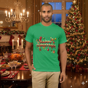 Weihnachts-Wasserfarben-Schneekugel-Hütte Grün T-Shirt
