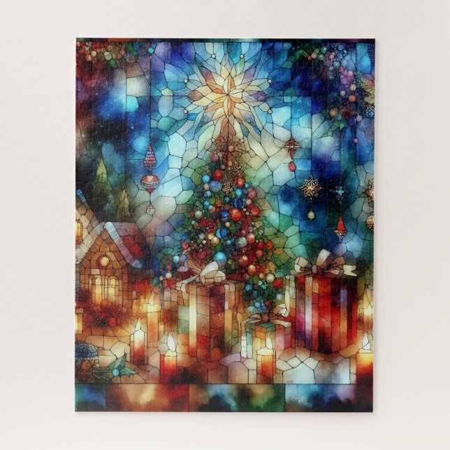 Weihnachts Wasserfarbenpuzzle (Vertikal)