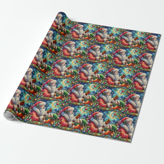 Weihnachts-Watercolor-beschichtetes Glas-Wrapping  Geschenkpapier (Ungerollt)
