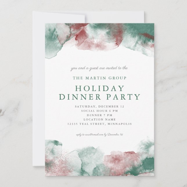 Weihnachts-Watercolor Business Holiday Dinner Part Einladung (Vorderseite)