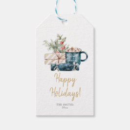 Weihnachts-Watercolor-Foliage-Geschenktasten Geschenkanhänger