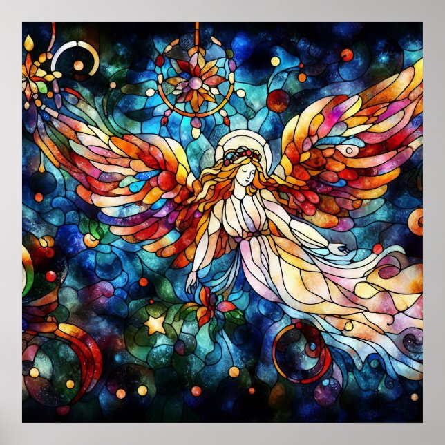 Weihnachts-Watercolor-gestanztes Glass-Poster Poster (Vorne)