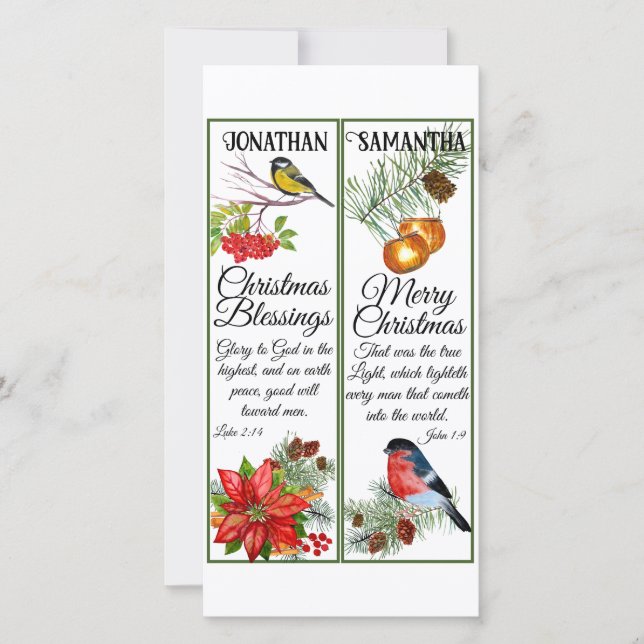 Weihnachts-Watercolor-Segen-Schrift-Lesezeichen Karte (Vorderseite)