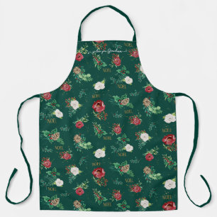 Weihnachts Weihnachten floral We Liebe You Oma Red Schürze