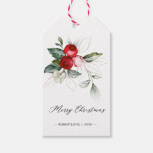 Weihnachts-Weihnachten Holly Berries Gold-Gesche Geschenkanhänger