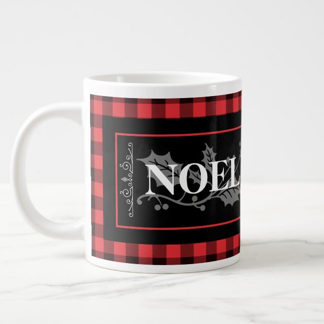 Weihnachts-WEIHNACHTEN Rot & Black Buffalo Kariert Jumbo-Tasse (Links)