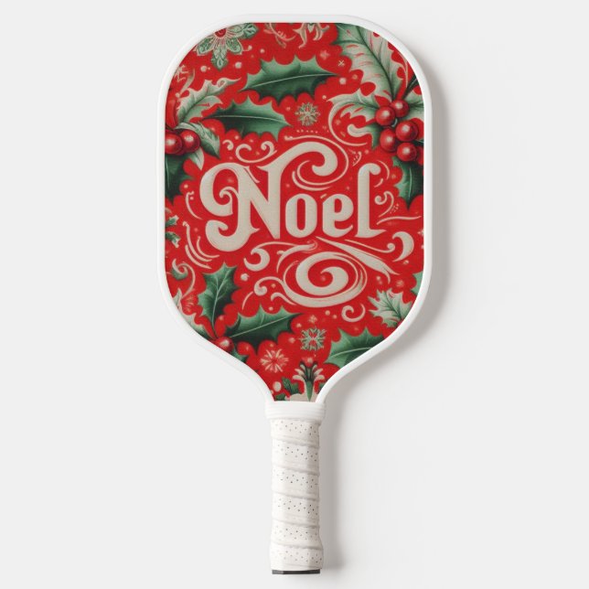 Weihnachts-Weihnachten Rot & Grün Pickleball Schläger (Vorderseite)