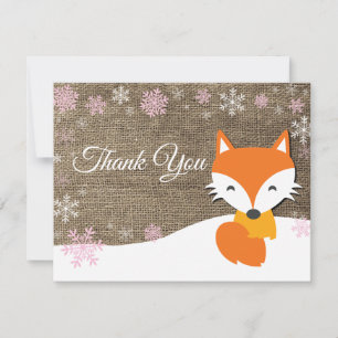 Weihnachts-Weihnachts-Fuchs-Rosa-Dankeskarte Dankeskarte